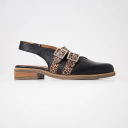 Zapato Cuero Mujer Estrilda Negro Leopardo Negro 38