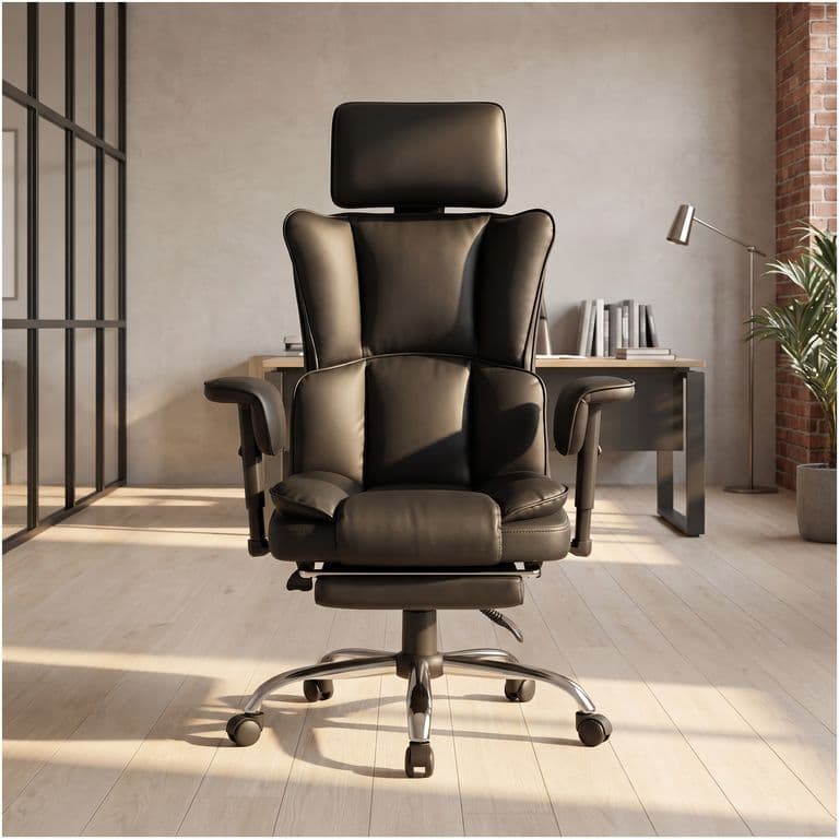 Sillon Ejecutivo Ergonomico Reclinable 165 Y Reposapies Pu Cuero Sintetico Negro