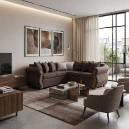 SOFA SECCIONAL 5 CUERPOS BEGONA LINO Cafe