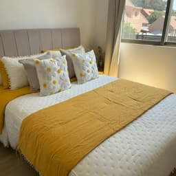 Set Mostaza Natural  Girasol Boho - 7 Piezas Amarillo 2 PLAZAS