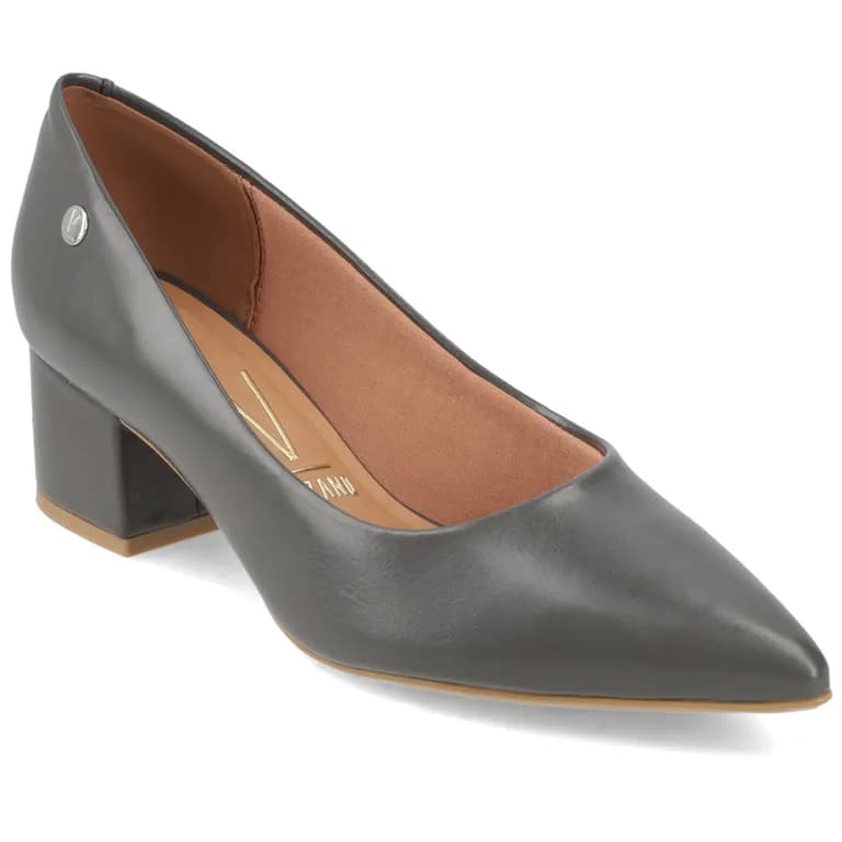 Zapato Taco Ancho Gris Gris 37