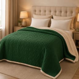 Manta Suave Diseno Geometrico Verde Oscuro 2 Plazas Sherpa Verde