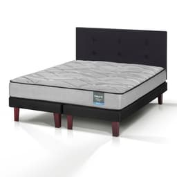 Cama Europea Dream Dual 2 Plazas 150x190 + Respaldo Royal Negro