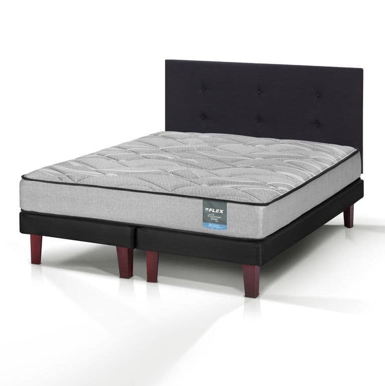 Cama Europea Dream Dual 2 Plazas 150x190 + Respaldo Royal Negro