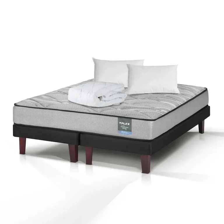 Cama Europea Dream Dual 2 Plazas 150x190 + Almohada Policotton + CubreColchon Basico