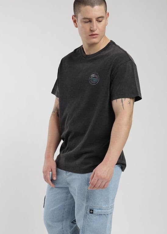 Polera Diseno Algodon Print Hombre Negro Negro M