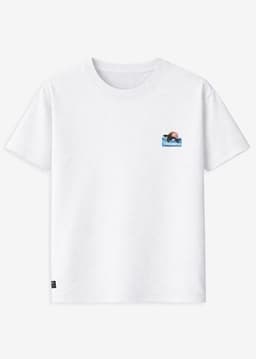 Polera Diseno Algodon Print Blue Hombre Blanco XS
