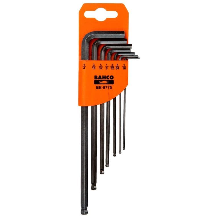 Juego Llaves Allen Pulgadas Bola BE-9775 7 Pzs Larga