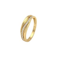 Anillo de Oro 18kt Doble Ondas Circon Amarillo 18