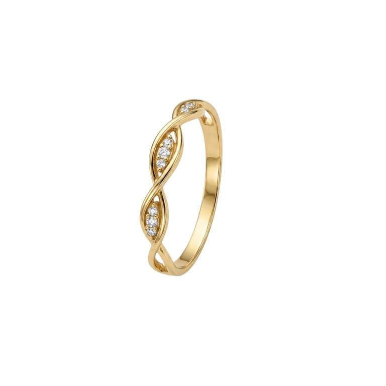 Anillo de Oro 18Kt Curva Circon Amarillo 16
