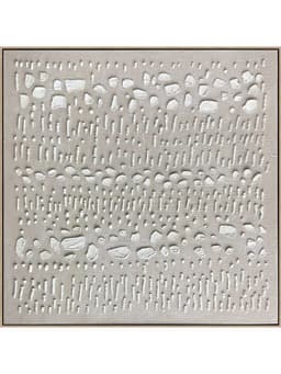 Cuadro Decorativo Abstracto Pintado a Mano Eco Mineral 80x80 cm con marco color madera