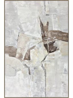 Cuadro Decorativo Abstracto Pintado a Mano Silencio De Piedra I 80x120 cm con marco color madera