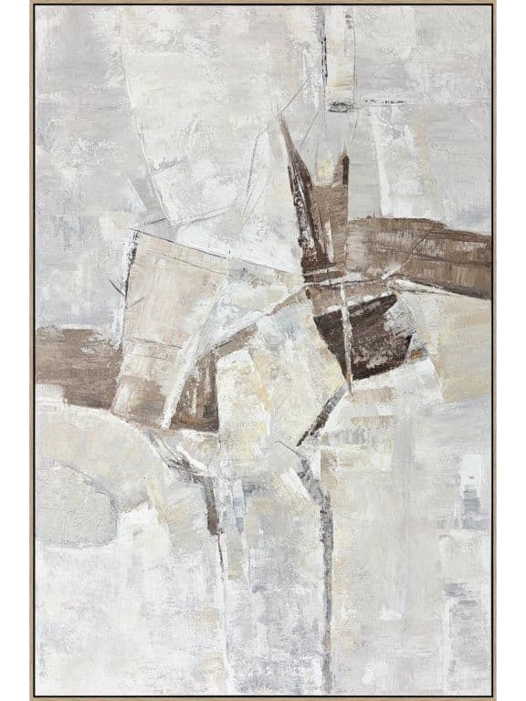 Cuadro Decorativo Abstracto Pintado a Mano Silencio De Piedra I 80x120 cm con marco color madera