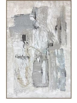 Cuadro Decorativo Abstracto Pintado a Mano Capas Minerales 80x120 cm con marco color madera