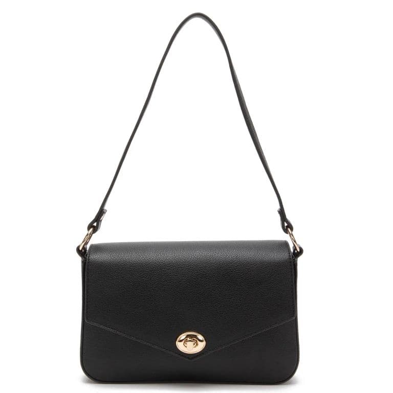 Cartera mujer negro retro con tapa Negro TALLA UNICA