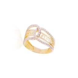 Anillo de oro 18kt Circon 1/2 Mex Cruzado Amarillo 16