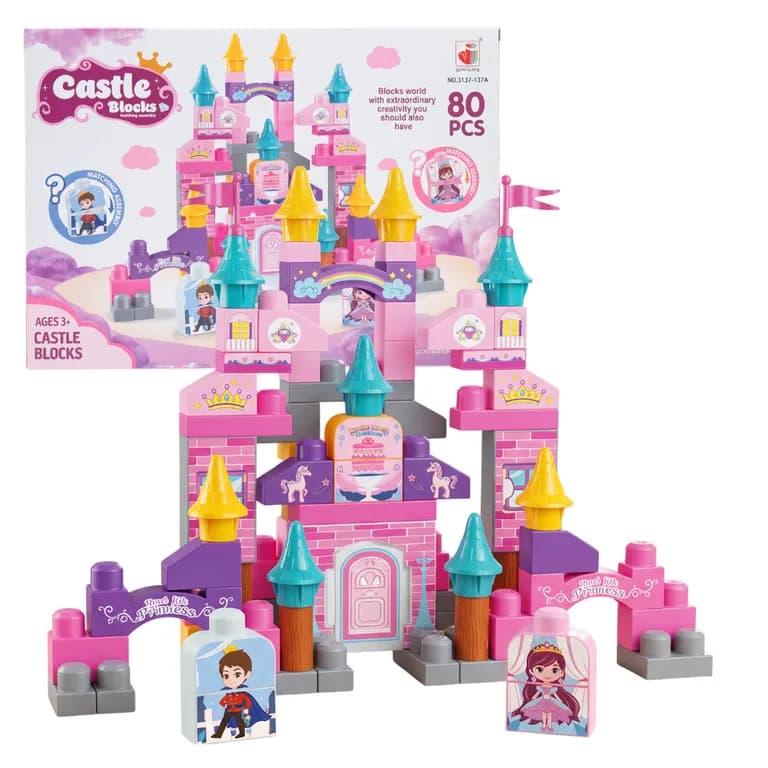Bloques De Construccion Grandes 80 Piezas Para Ninos Infantil - Rosa