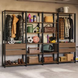 Estante Multiuso 258 cm 14 Repisas 4 Cajones Marron/Negro 258x45x180 cm