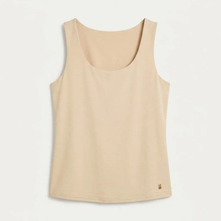 Polera Basica sin Mangas Beige Beige XS