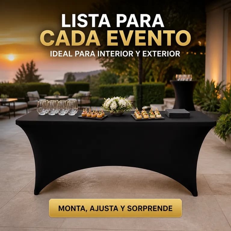 Mantel Para Mesa Plegable 183x75x75 Cm Negro Elastico Poliester
