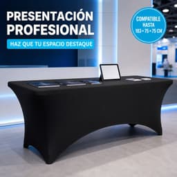 Mantel Negro De Poliester Para Mesa Plegable Elastico 183x75x75 Cm