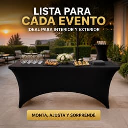 Mantel Para Mesa Plegable 183x75x75 Cm Negro Elastico Poliester