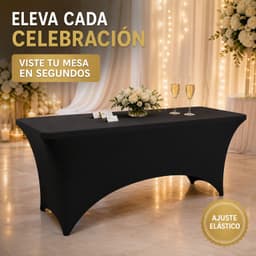 Mantel Negro Elastico Para Mesas Plegables 183x75x75 Cm