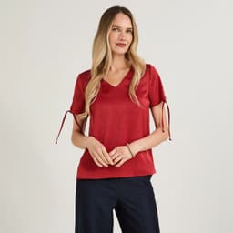 Blusa Manga Corta Mujer Rojo Rojo XL