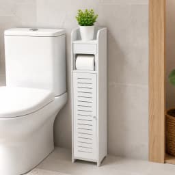 Mueble Organizador de Bano 339 con Portapapel Blanco 80x16x15 cm