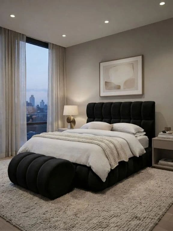 CAMA NUBE BAUL Y BANQUETA DOS PLAZAS NEGRO