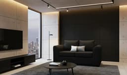 Sofa Esencia 2 Cuerpos Tela Negro
