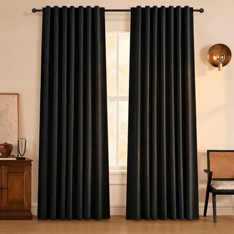 Cortina 100% Blackout 2 Panos 220x140 Lino Termica Roller Negro