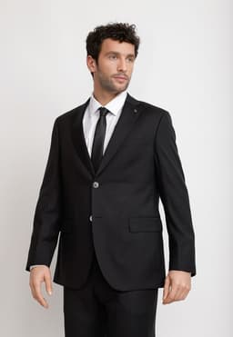 Traje Hombre Formal Lana S160'S Emerald Negro Negro 46