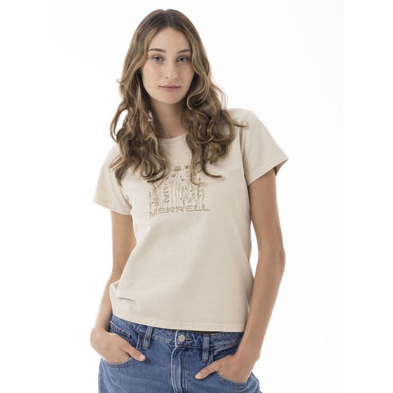 Polera Manga Corta Mujer Graphic Beige Beige XS
