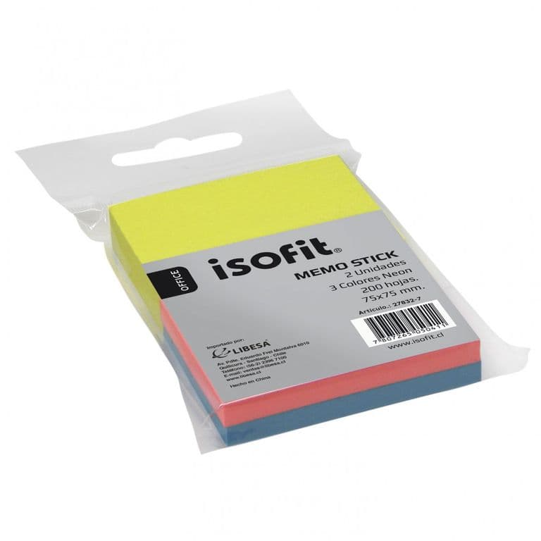 Nota Adhesiva Memo Stick 3 Colores Neon 200 Hojas