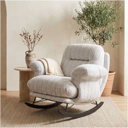 Sillon Mecedor Reclinable Amelie Chenilla Con Respaldo Alto Gris claro
