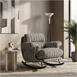 Sillon Mecedor Reclinable Amelie Chenilla Con Respaldo Alto Negro