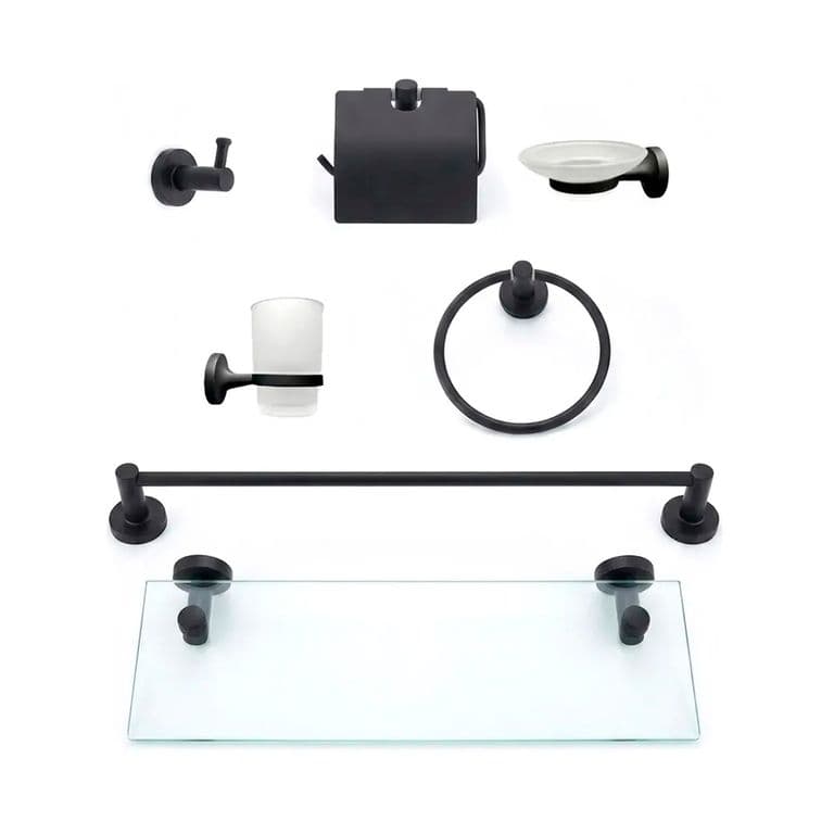 Set De Bano 7 Accesorios De Acero Inoxidable Toallero