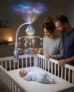 Movil De Cuna Para Bebes Con Luz Musica Y Control