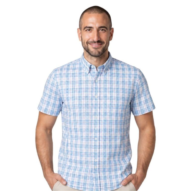 Camisa Manga Corta Cuadros Hombre Lavanda 39