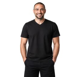 Polera Cuello V Hombre Negro S