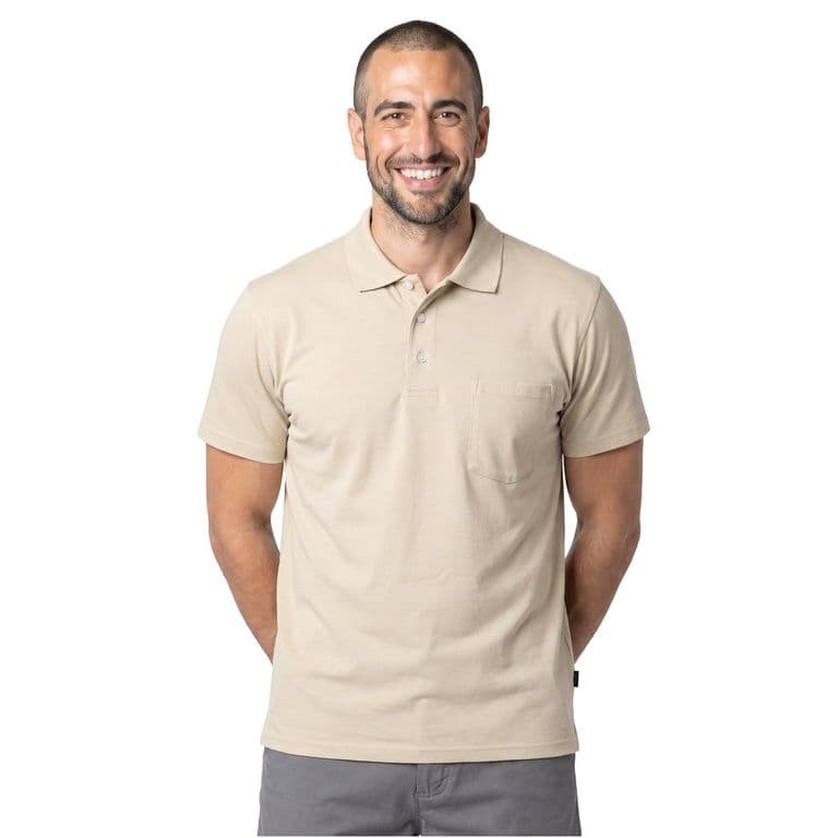 Polera Cuello Camisero Hombre Beige M