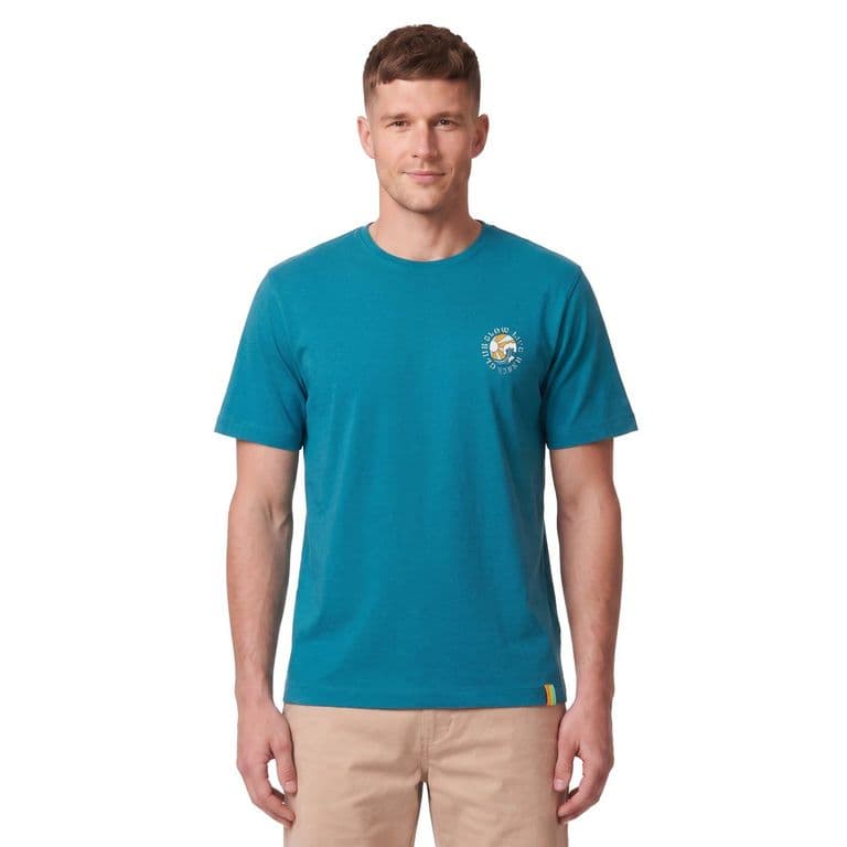 Polera Estampado Espalda Hombre Azul S