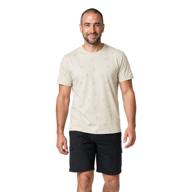 Polera Estampada Total Hombre Beige L