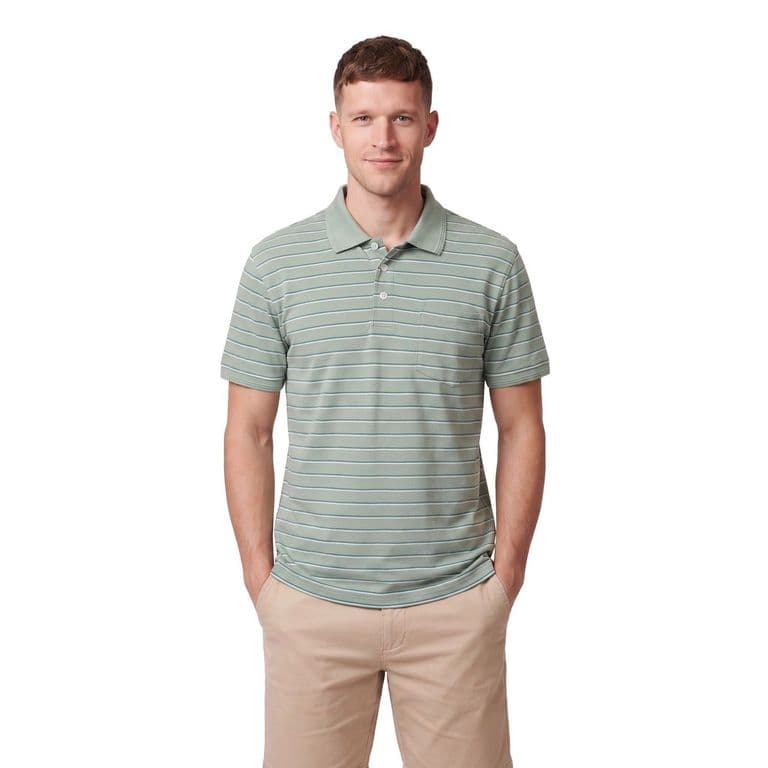Polera Pique Rayas Hombre Verde Arlequin XL