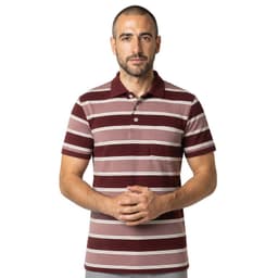 Polera Pique Rayas Hombre Palo Rosa M