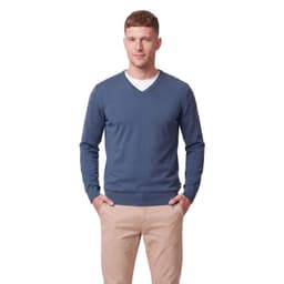 Sweater Cuello V Hombre Azul L