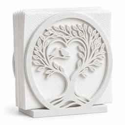 Servilletero Decorativo Arbol Corazon 3D Blanco