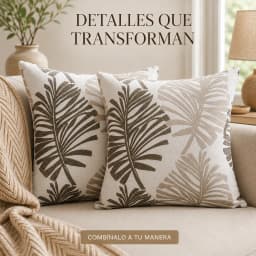 Fundas para Cojin Modelo 828 Diseno Hojas Gris 45x45 cm Pack 2