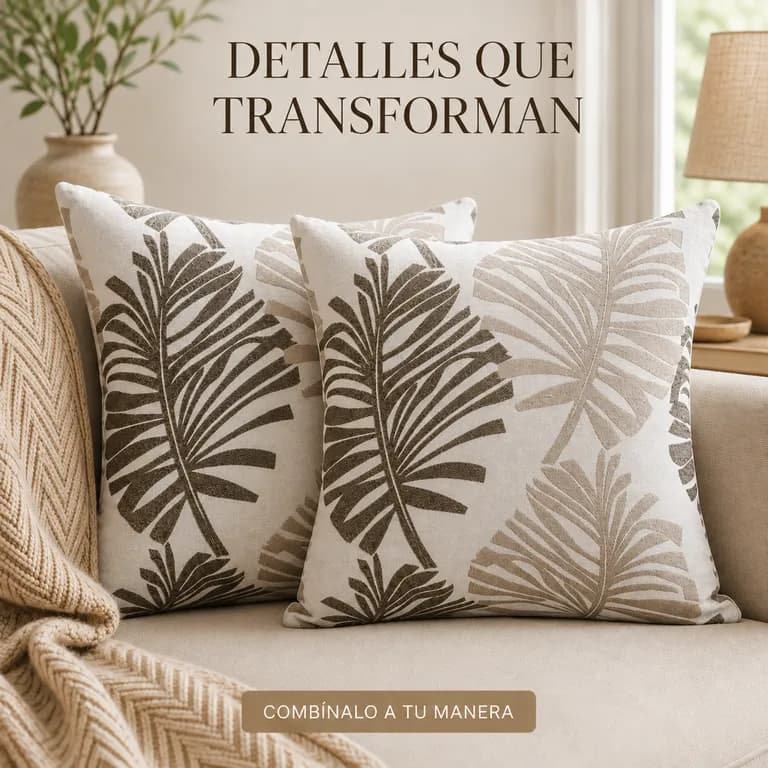 Fundas para Cojin Modelo 828 Diseno Hojas Gris 45x45 cm Pack 2